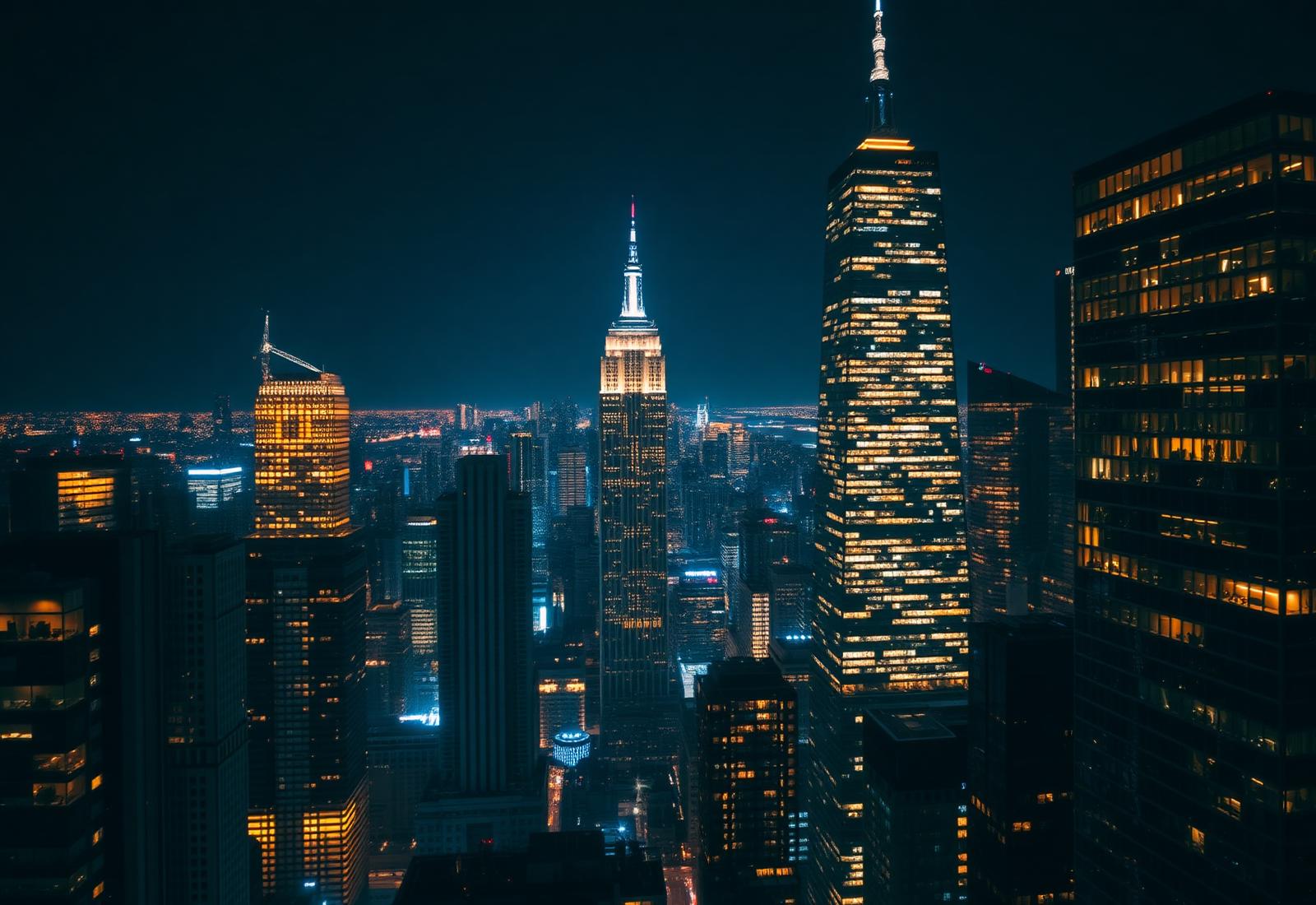 Modern city skyline at night