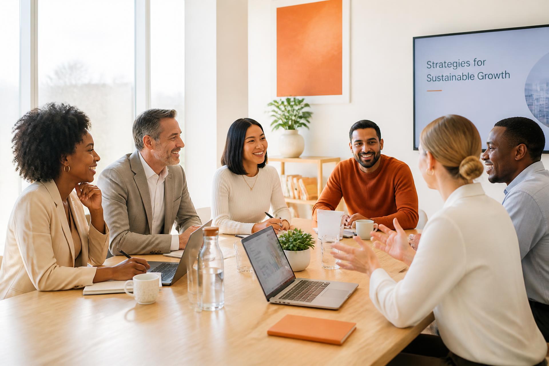 Nova Imperium team meeting in a bright modern office